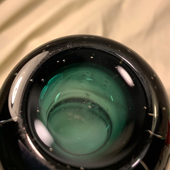 Handblown, Controlled Bubbles, Ombré Art Glass Vase Tumbler Blue/Green - Picture 8 of 10